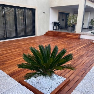 Terrasse teck Deauville contrecollé fixation invisible 20/3*120*2.20m