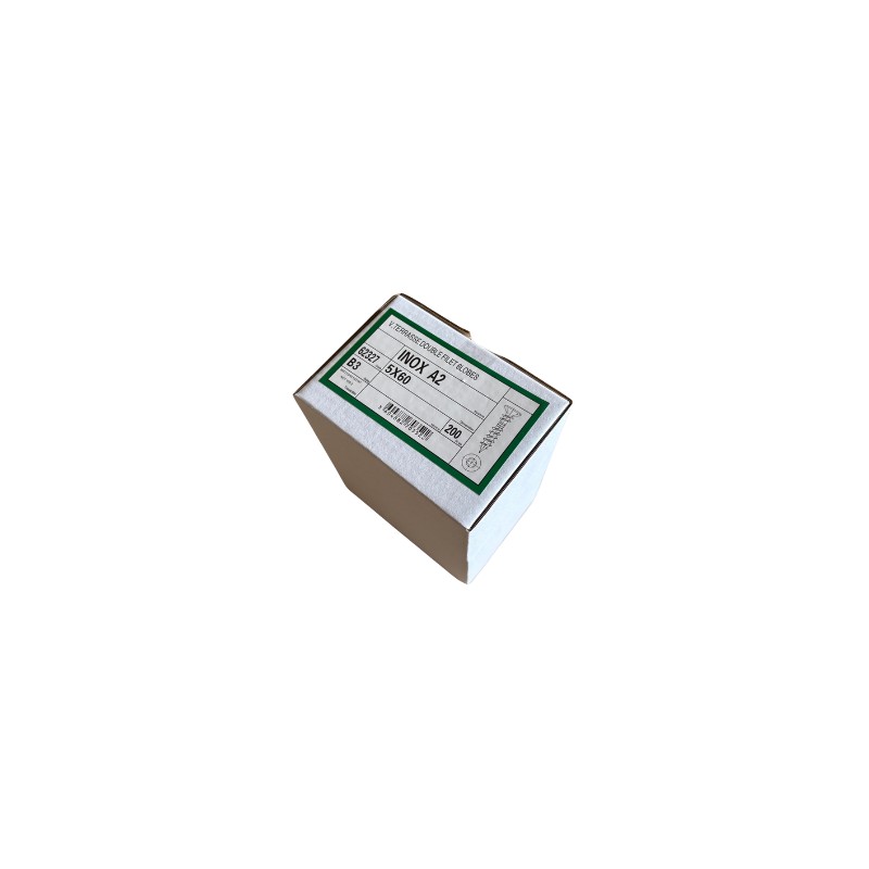Vis inox A2 torx TX25 bois dur 5*60 boîte de 200 unités