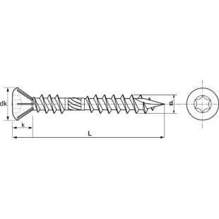 Vis inox A4 torx TX25 bois dur 5*60 boîte de 200 unités