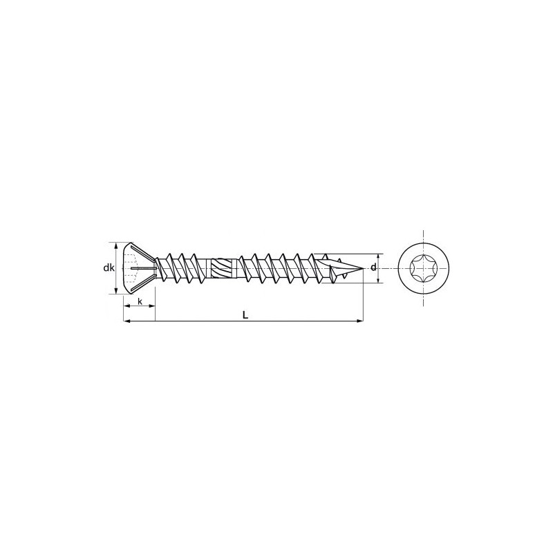 Vis inox A4 torx TX25 bois dur 5*60 boîte de 200 unités