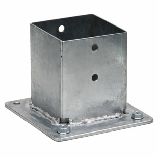 Platine Acier galvanisé pied de poteau en cube 90*90 à boulonner épaisseur 2.5mm