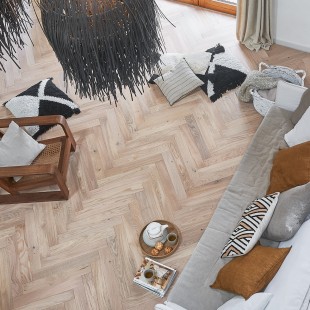 Linen verni Parquet contrecollé Bâton rompu 4ch 12/2.5*90*590 mm HDF Clas/Authe