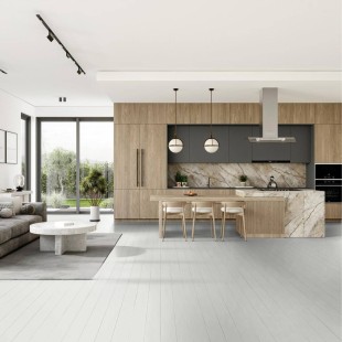 Parquet contrecollé Chêne brossé verni peint blanc 14/3*150*600 à 1800 mm