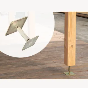 Platine pied de poteau réglable APB H100/150 ép. 4mm goujon+tirefond