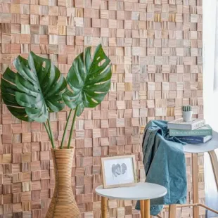 Parement mural bois massif effet 3D Cubo 8-18*360*360 mm