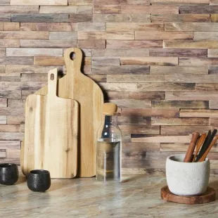 Parement mural bois massif effet 3D Bois Flotté 10-18*180*495 mm