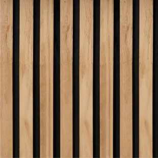 Panneau mural effet tasseau Panelio Colette Chêne Miel Black 21*300*2700 mm