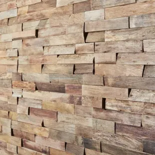 Parement mural bois massif effet 3D Bois Flotté 10-18*180*495 mm