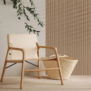 Panneau mural effet tasseau Panelio Daru Chêne clair 12*122*2700 mm