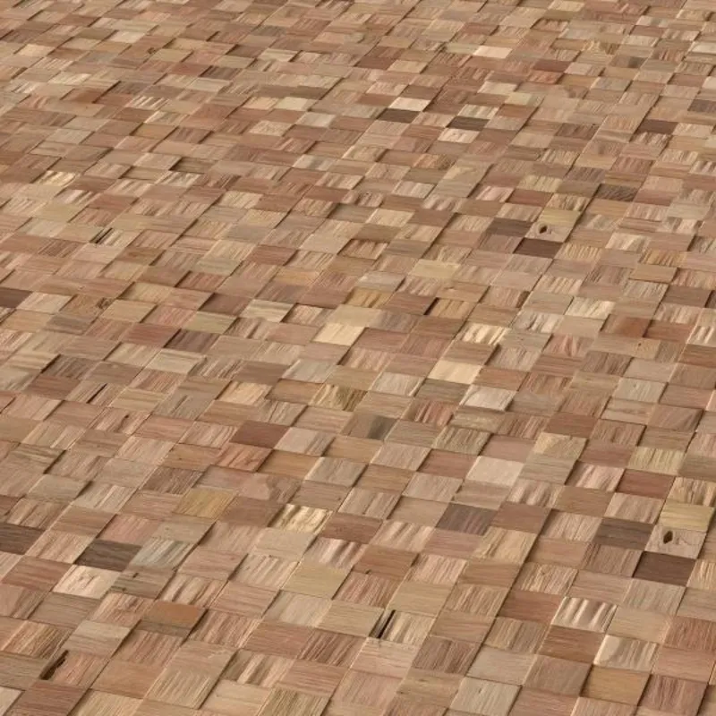 Parement mural bois massif effet 3D Cubo 8-18*360*360 mm