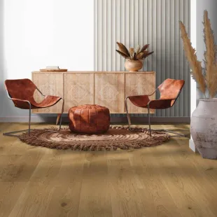 Parquet contrecollé Chêne brossé verni mat naturel 2 ch 12/3*180*500 à 1800 mm