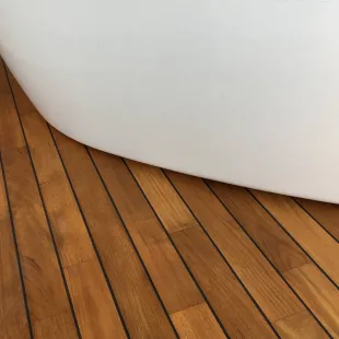 Parquet contrecollé Teck Huilé joint pont de bateau noir intégré 12/3*100*300 à