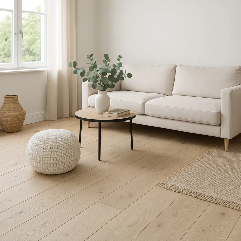 Parquet contrecollé Kiaro huilé bois brut torréfié brossé 15/4*190*680-1900 mm