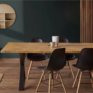 Plateau Diner Chêne massif brossé vernis mat deux bords effet tronc d'arbre