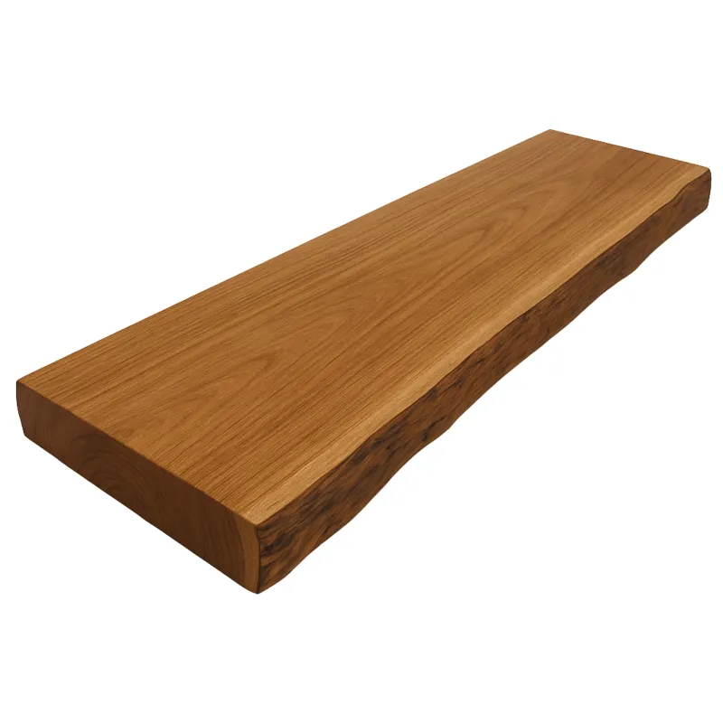 Plan vasque sdb Teck Indo massif vernis mat effet tronc d'arbre 40*500*1410mm