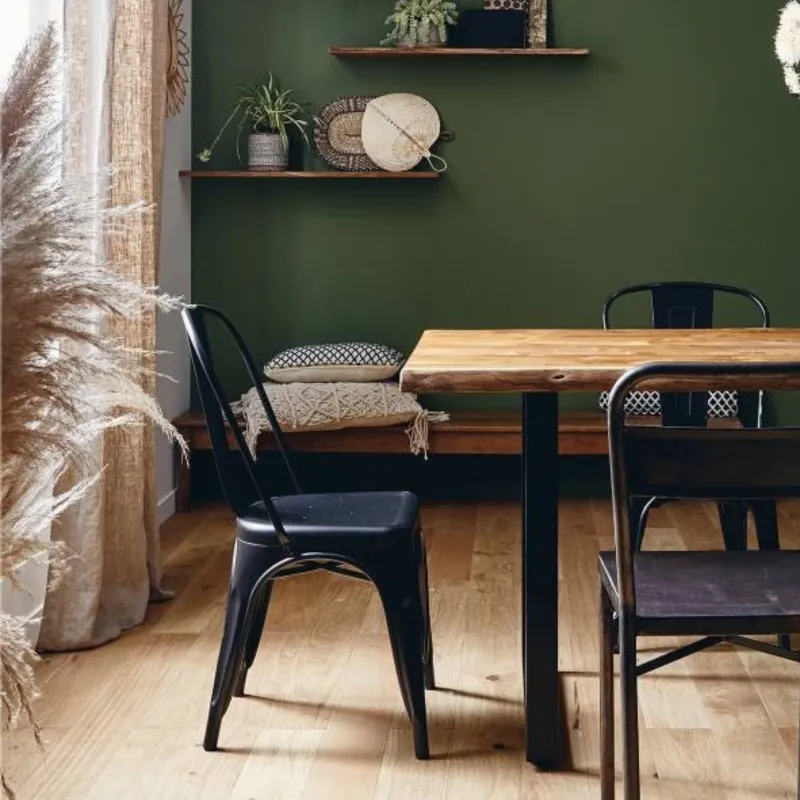 Plateau Diner Teck Indo massif vernis mat deux bords effet tronc d'arbre