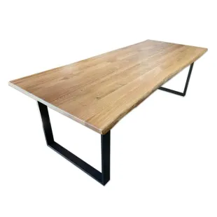 Plateau Diner Chêne massif brossé vernis mat deux bords effet tronc d'arbre