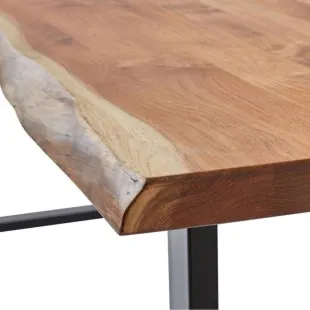 Plateau Diner Teck Indo massif vernis mat deux bords effet tronc d'arbre