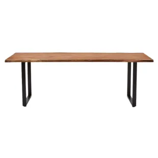 Plateau Diner Teck Indo massif vernis mat deux bords effet tronc d'arbre