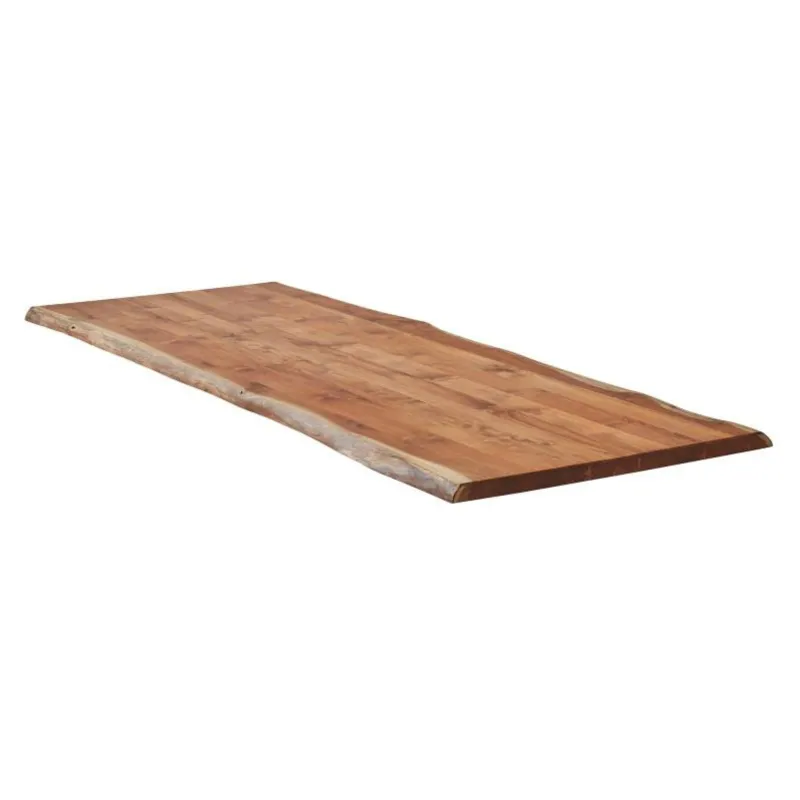 Plateau Diner Teck Indo massif vernis mat deux bords effet tronc d'arbre