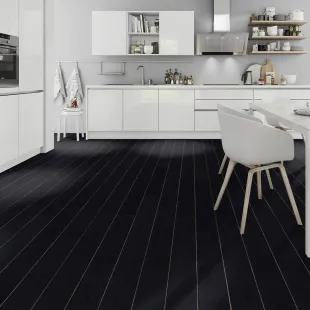 Parquet contrecollé Chêne brossé verni peint noir 14/3*150*600 à 1800 mm