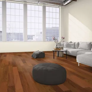 Parquet contrecollé exotique Jatoba vernis 4 chanfreins 15/3*118*400 à 1800 mm