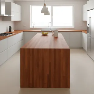 Plan de travail Merbau massif brut abouté lamellé collé