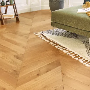 Natural huilé Parquet contrecollé point de Hongrie R+L 4ch HDF