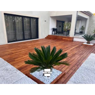 Terrasse teck Deauville contrecollé fixation invisible 20/3*120*2.20m