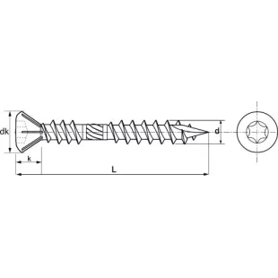 Vis inox A4 torx TX25 bois dur 5*60 boîte de 200 unités