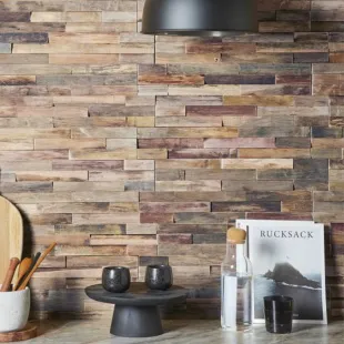 Parement mural bois massif effet 3D Bois Flotté 10-18*180*495 mm