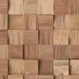 Parement mural bois massif effet 3D Cubo 8-18*360*360 mm