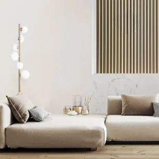 Panneau mural effet tasseau Panelio Balzac feuille d'or12*122*2700 mm