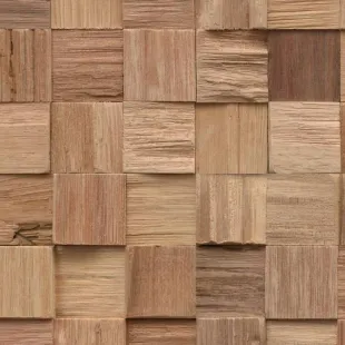 Parement mural bois massif effet 3D Cubo 8-18*360*360 mm