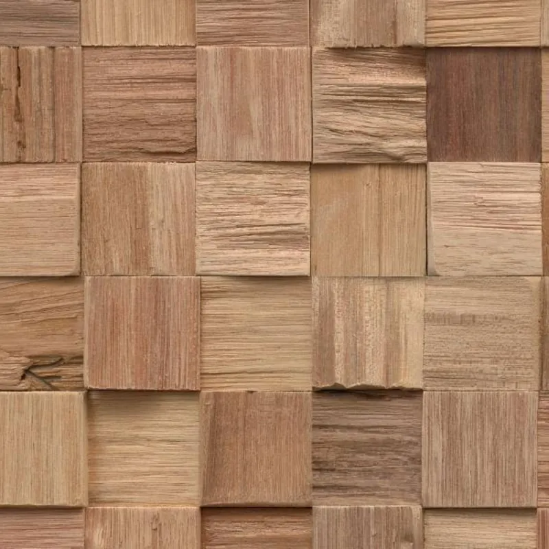 Parement mural bois massif effet 3D Cubo 8-18*360*360 mm