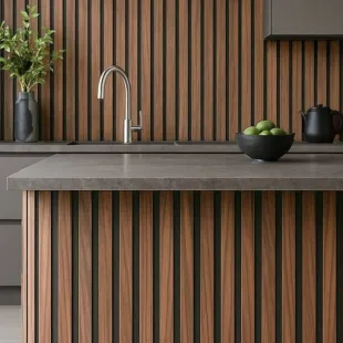 Panneau acoustique flexible Noyer US vernis mat 6.5*500*2500 mm Tassoflex