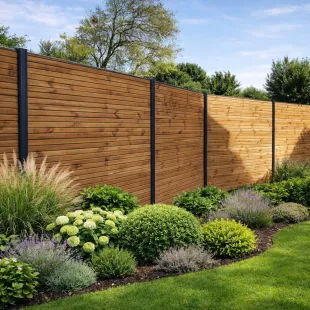 Lame de clôture Latoya Douglas CL3 brun faux claire voie 2 faces 44*105 2.00 m