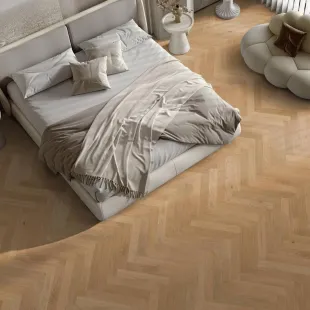 Parquet contrecollé bâton rompu Chêne verni naturel ultra mat 4ch 14/3*90*540 mm