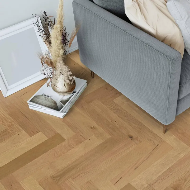 Parquet contrecollé bâton rompu Chêne huilé naturel ultra mat 4ch 14/3*90*540 mm