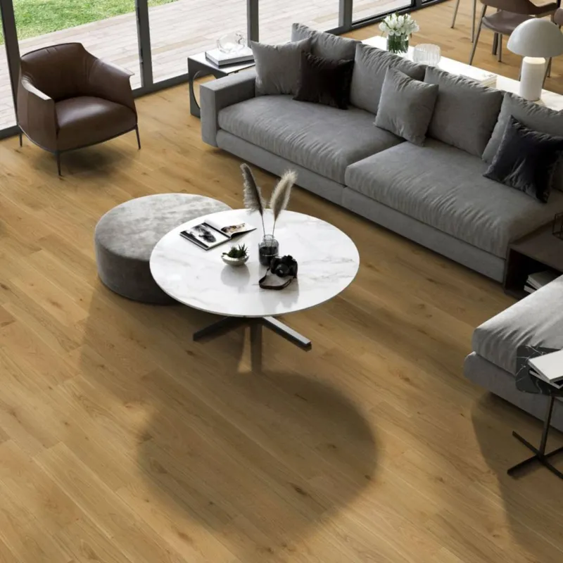 Parquet contrecollé Chêne brossé huilé naturel 2 ch 12/3*180*500 à 1500/1800 mm