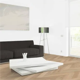 Parquet contrecollé bâton rompu Chêne verni aspect bois brut 4ch 14/3*90*540 mm