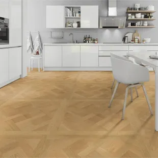 Parquet dalle contrecollé Versailles Chêne brossé verni mat 4ch 15/3*1000*1000mm