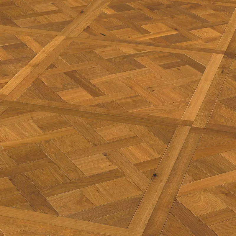 Parquet dalle contrecollé Versailles Chêne brossé verni fumé 4ch 20/4*800*800 mm