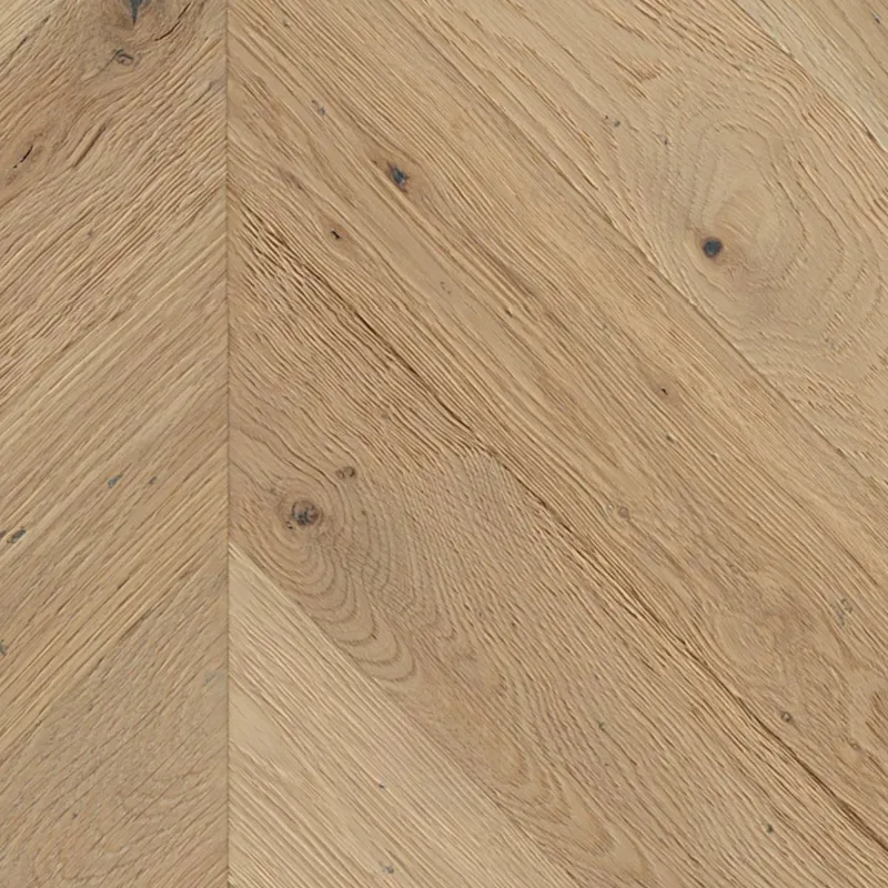 Parquet contrecollé point Hongrie Chêne brossé verni bois brut 14/3*90*510/600mm