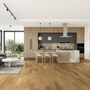 Parquet contrecollé Chêne brossé huilé nat 2 chanfreins 20/6*190*600 à 1900 mm