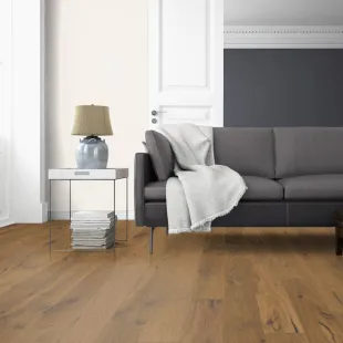 Parquet contrecollé Riviera Huilé fumé brossé vieilli main 12/3*158*610-1900 mm