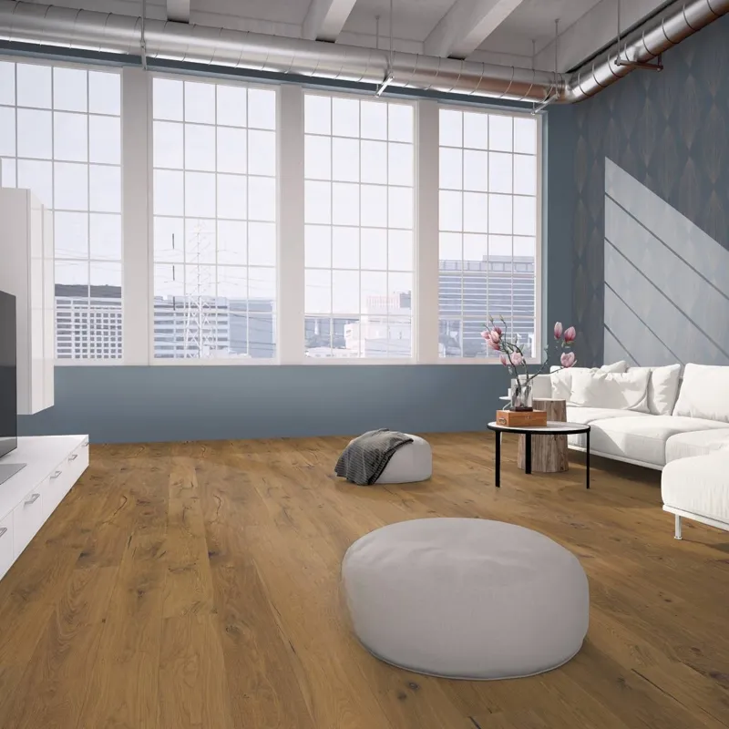 Parquet contrecollé Riviera Huilé fumé brossé vieilli main 12/3*158*610-1900 mm