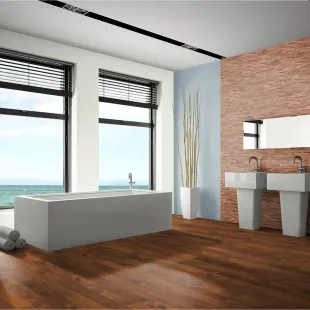 Parquet massif exotique Cumaru vernis 4 chanfreins 15*120*350 à 1200 mm