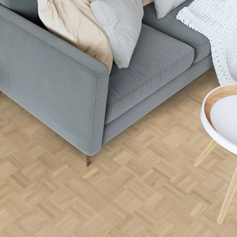 Parquet massif mosaïque Chêne héritage brut bords droits 8*24*120 mm choix rusti