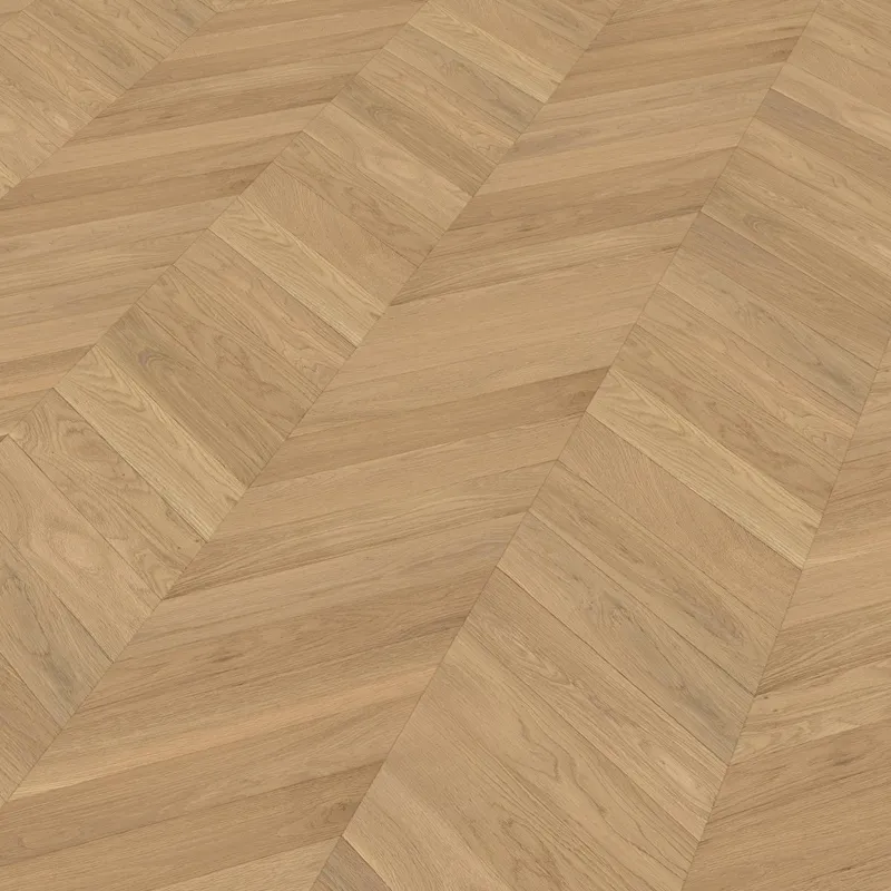 Parquet massif Point Hongrie Chêne verni aspect bois brut 4.ch 15*90*510/600 mm